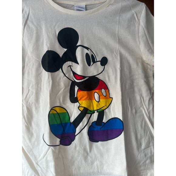 Disney Women's Mickey Mouse Graphic T-Shirt Short Sleeve Cream Size Medium - Picture 4 of 8